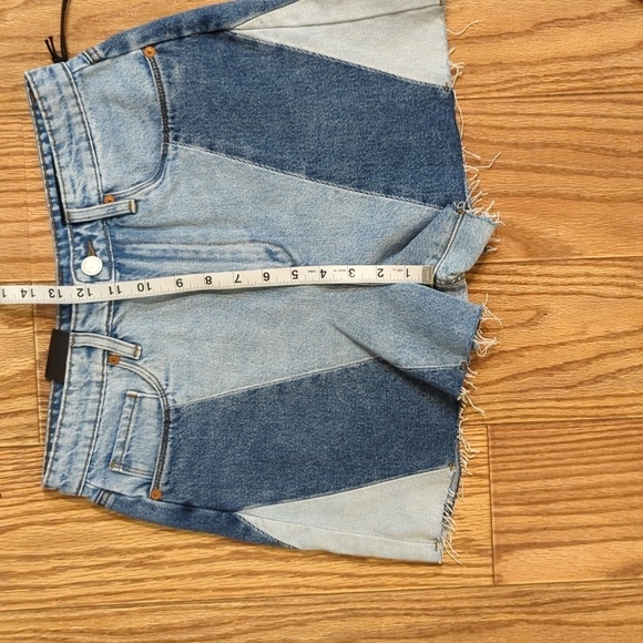 Blank NYC The Reeve denim shorts high-rise colorblock 100% cotton size 29" NEW - Picture 3 of 7